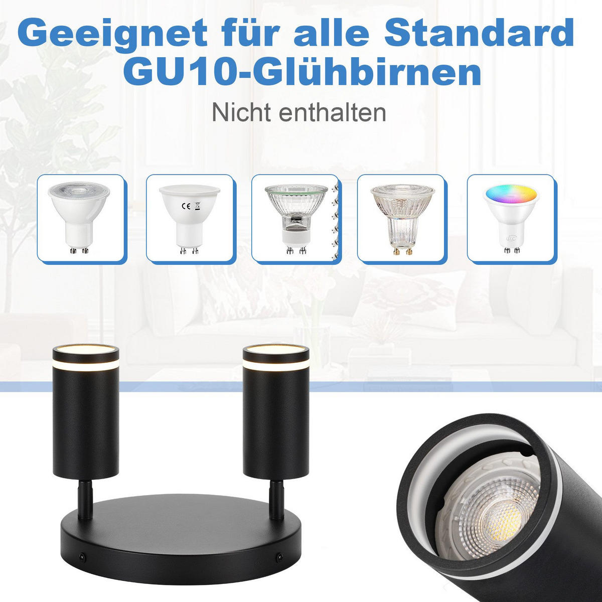 STRAHLER Heilbronn 2-flammig 20/20/17 cm - Schwarz, Metall (20/20/17cm) - Nettlife