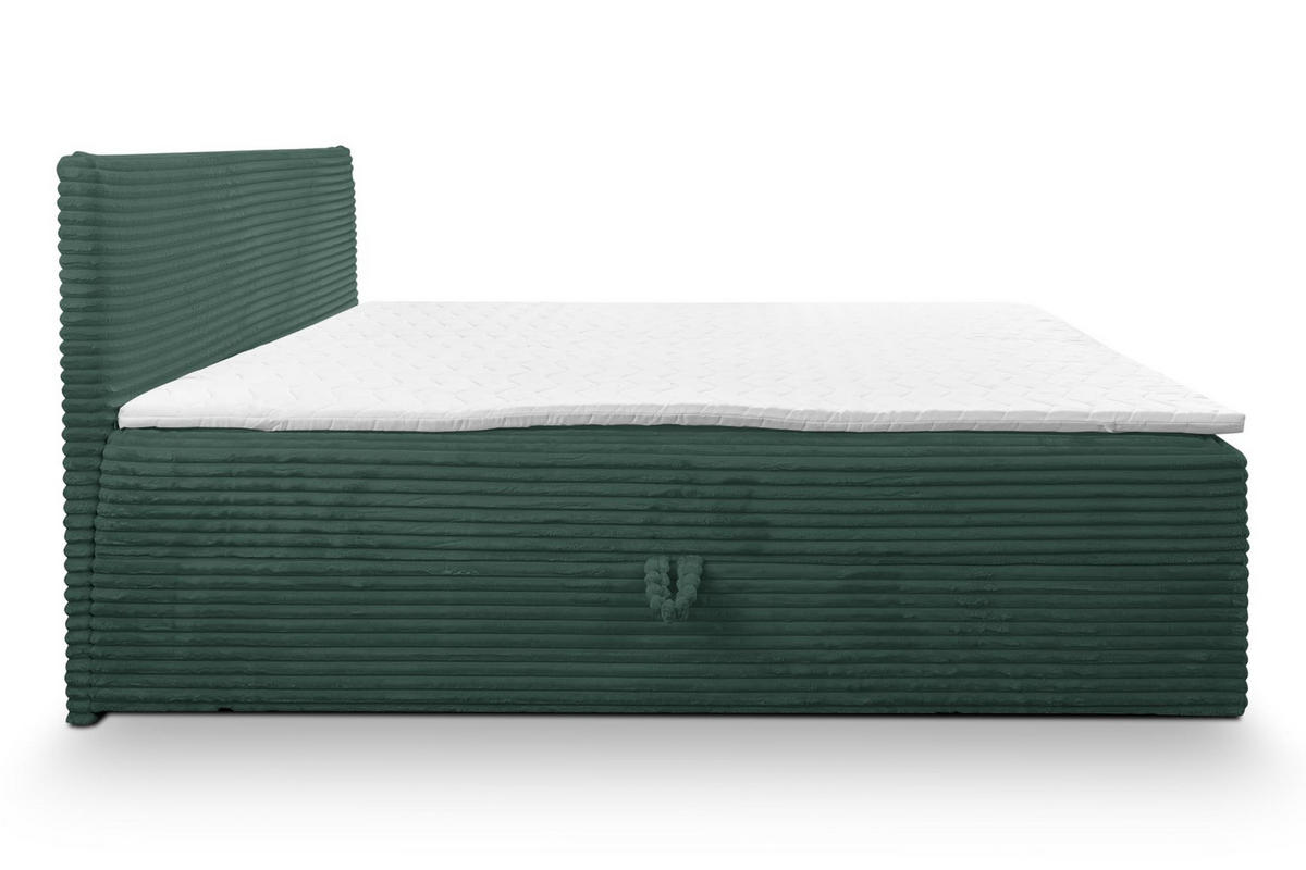 BOXBETT TILLY mit zwei Bettkästen H2/H3 Matratze und Topper 160 x 200 cm - Grün, Holzwerkstoff (160/200cm) - VENASI MÖBEL