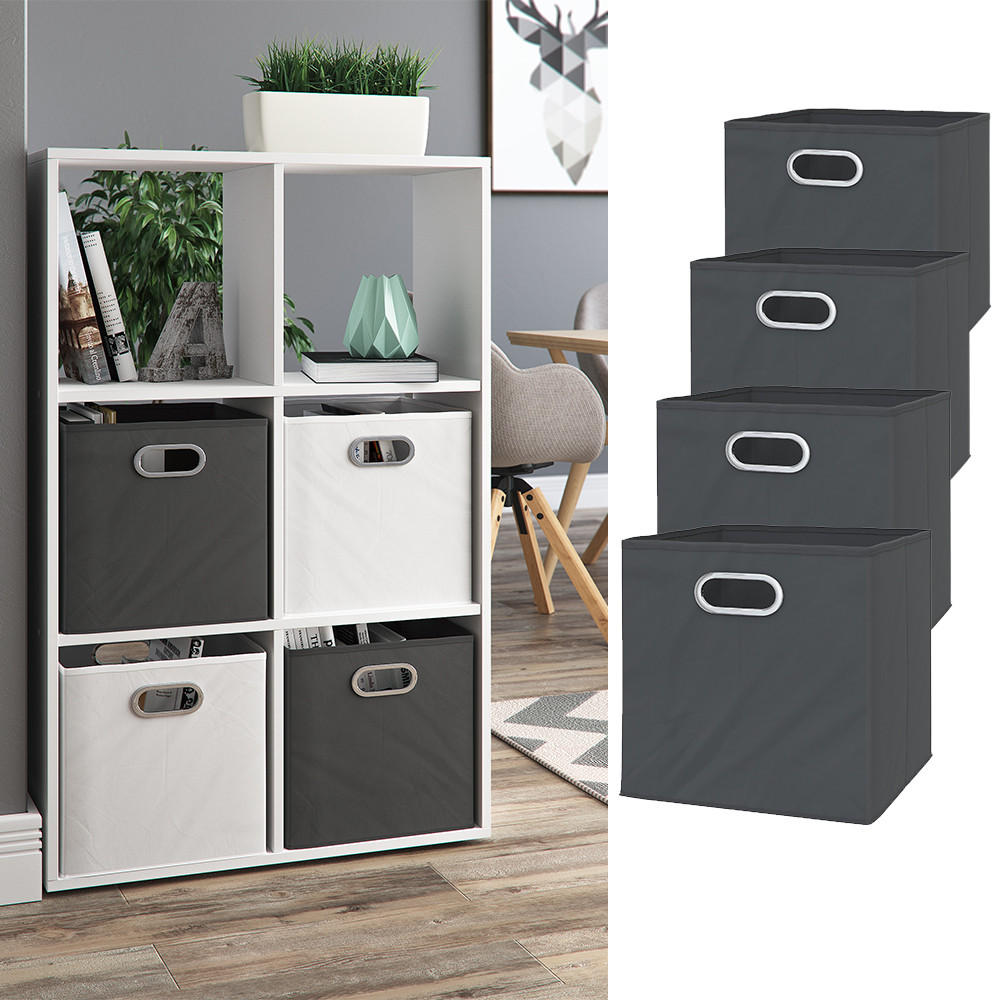 FALTBOX 30 x 30 Anthrazit 30 x 30 cm 4er Set - Anthrazit, Wellpappe (30/30cm) - Vicco