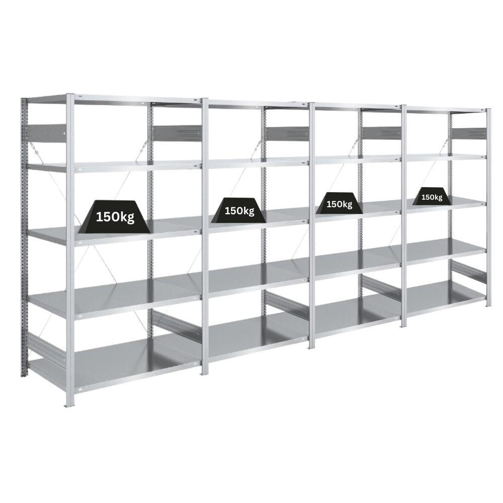 SCHWERLASTREGAL Silver Mamba 200x400x60cm 5 Ebenen je 150kg Fachlast Verzinkt - Silberfarben, Metall (400/200/60cm) - PROREGAL