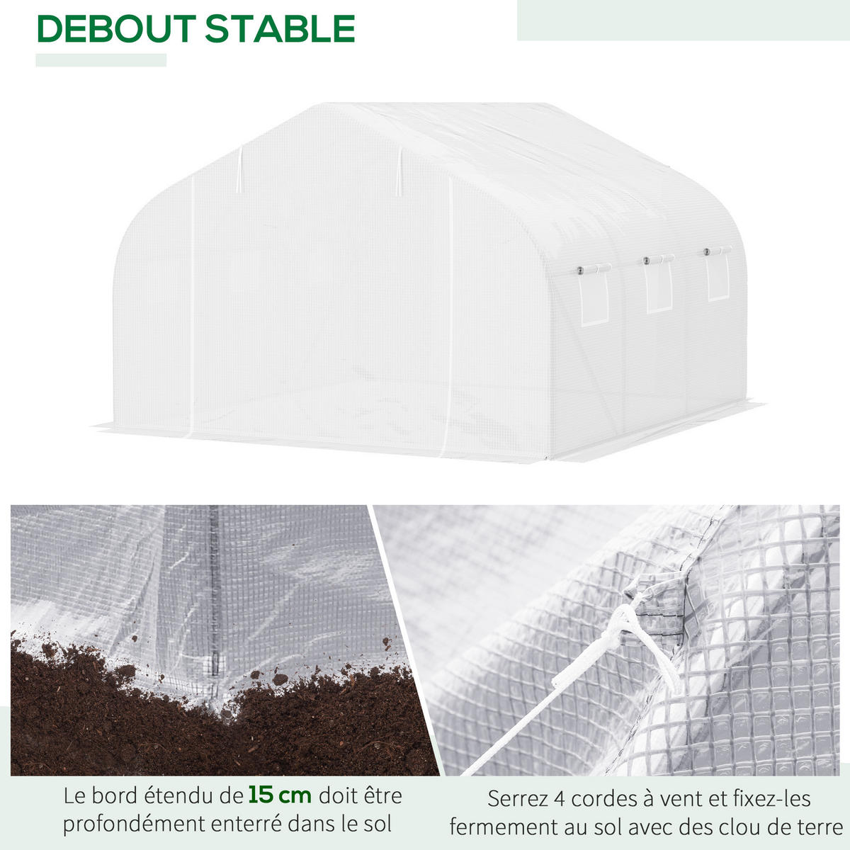 GEWÄCHSHAUS DE-11881 10,5 m² mit Tür & 6 Fenstern Weiß - Weiß, Kunststoff (300/200/350cm) - ComfortXL