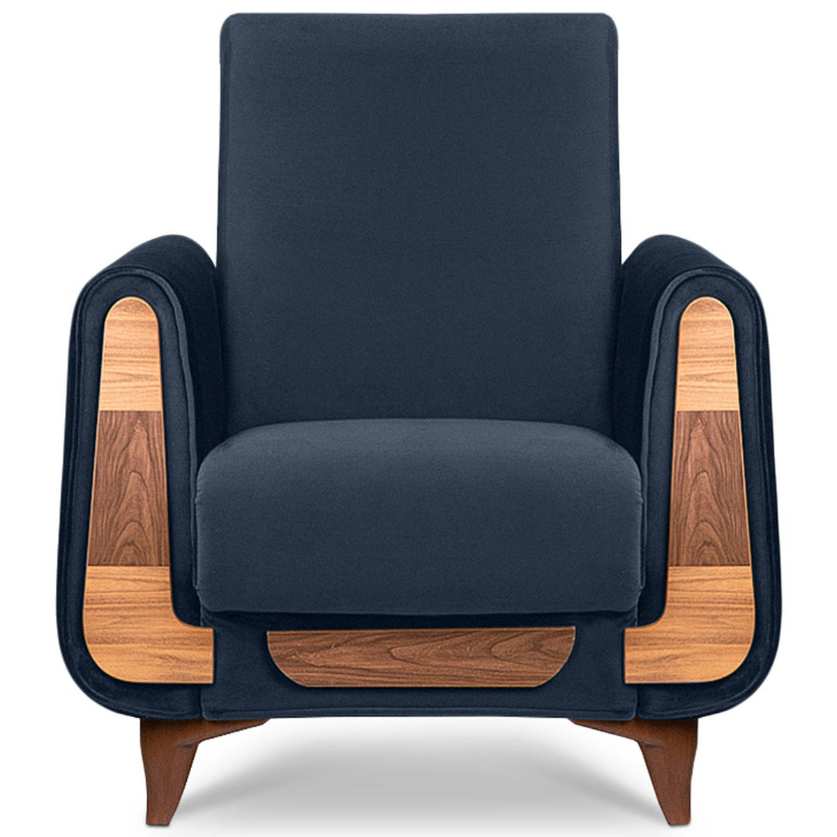 SESSEL GUSTAVO mit Armlehnen, blau - Blau/Braun, Holz/Holzwerkstoff (83/95/92cm) - KONSIMO®
