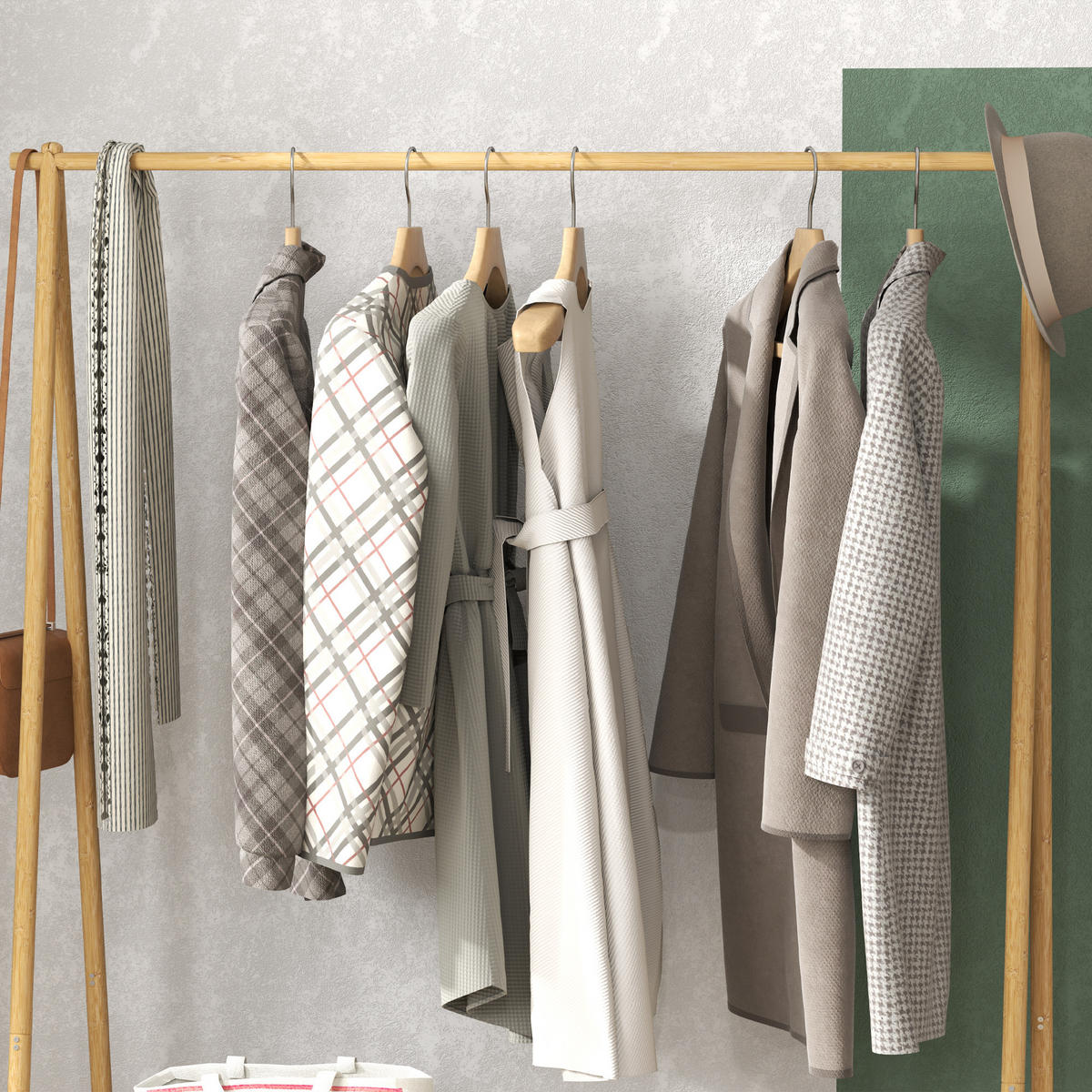 GARDEROBENSTÄNDER Bambus, 116 x 43,5 x 160 cm, Naturholz - Naturfarben, Naturmaterialien (116/160/43.5cm) - HOMCOM