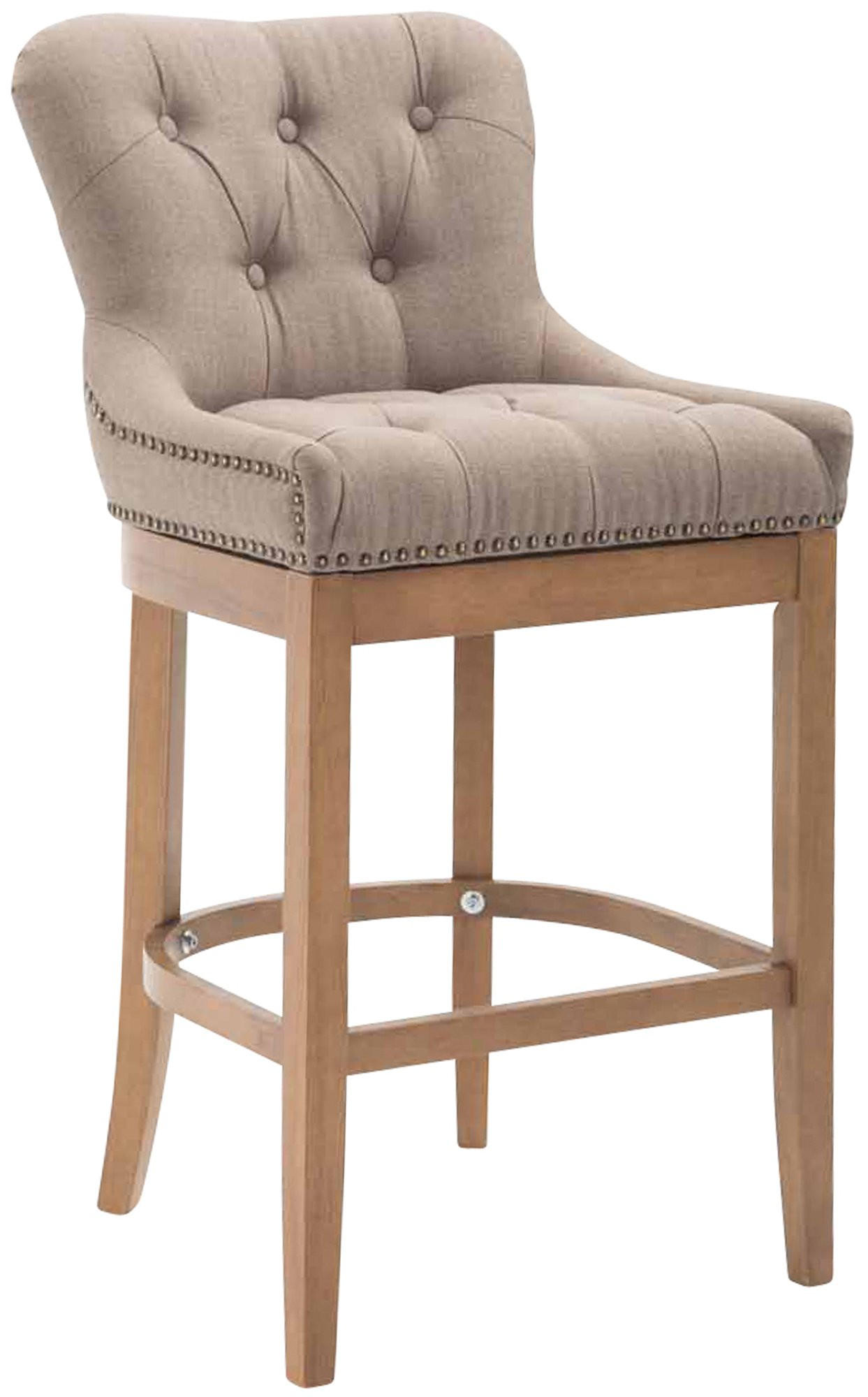 BARHOCKER Stoff Taupe - Taupe/Naturfarben, Holz/Textil (55/109/57cm) - CLP