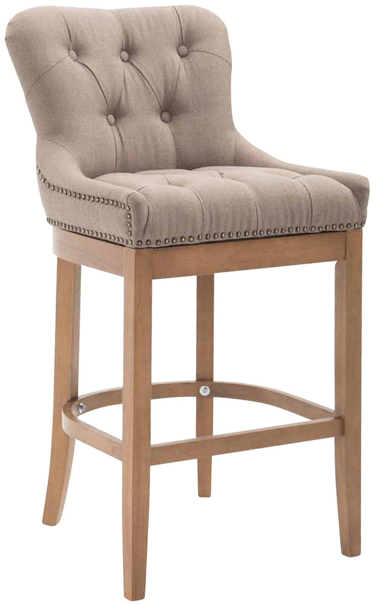 BARHOCKER Stoff Taupe - Taupe/Naturfarben, Holz/Textil (55/109/57cm) - CLP