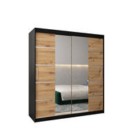 SCHWEBETÜRENSCHRANK 200/180/62 2-türig - Silberfarben/Schwarz, Holz/Kunststoff (180/200/62cm) - Abiks Möbel
