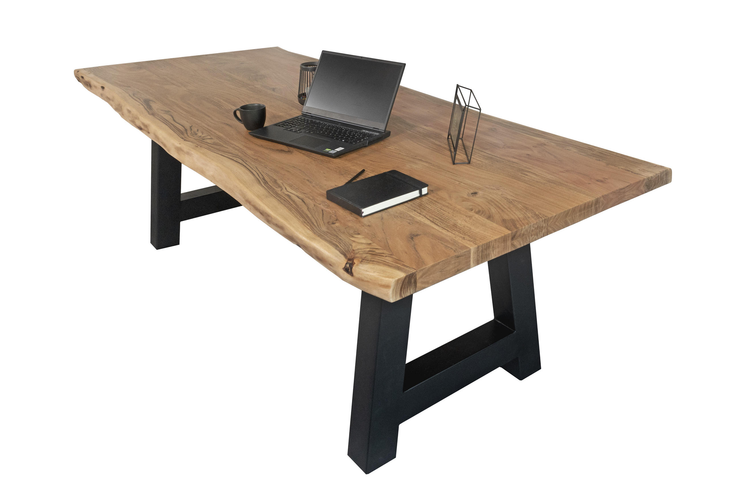 ESSTISCH CALI - Beige/Schwarz, Holz/Metall (100/280/77cm) - SAM