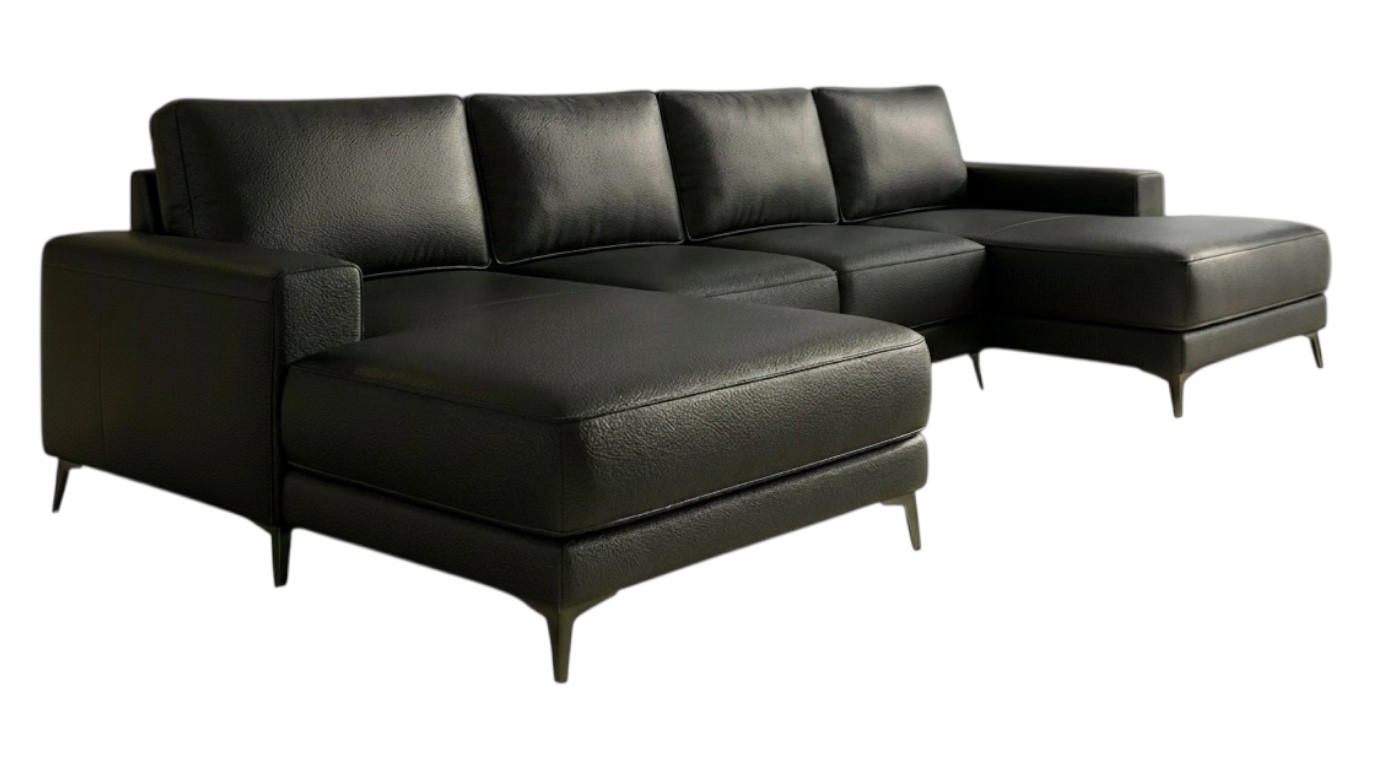 ECKSOFA VALTOR 320 cm x 185 cm – Stoff: ECO CAYENCE Schwarz 1114 Farbe: Schwarz - Schwarz, Textil (320/185cm) - A&J MöbelLand
