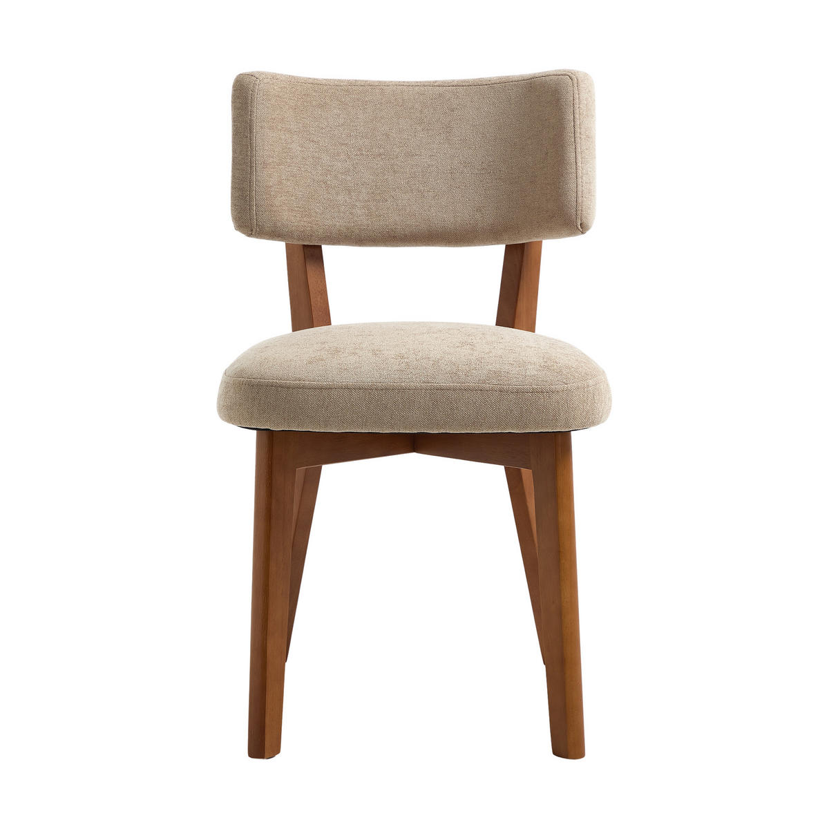 STUHL-SET 2 Stück Mid-Century mit Massivholzbeinen, DE-42268, Khaki - Sandfarben, Holz (47/77/54.5cm) - ComfortXL