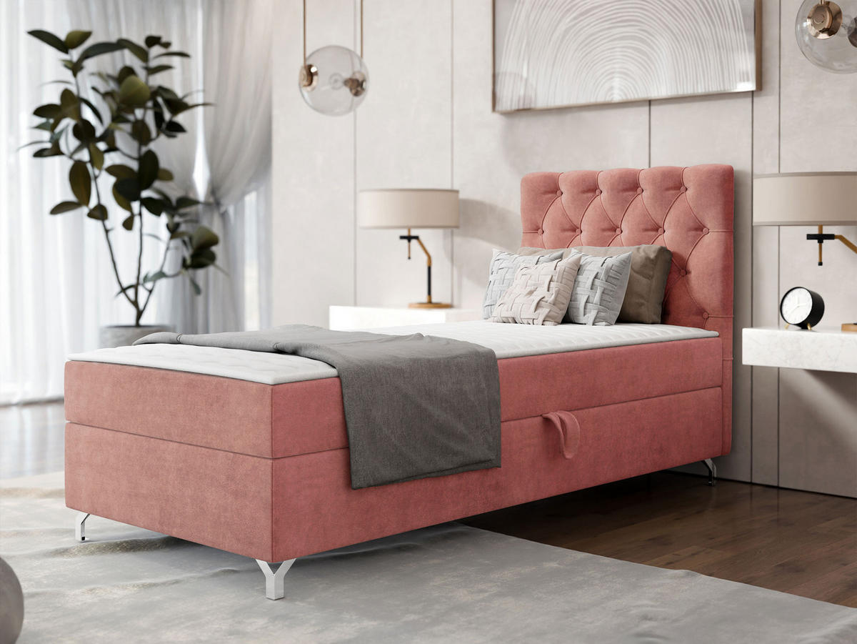 BOXBETT Chester 1, Seite: Rechts - Silberfarben/Bronzefarben, Holz/Textil (90/200cm) - MIRJAN24