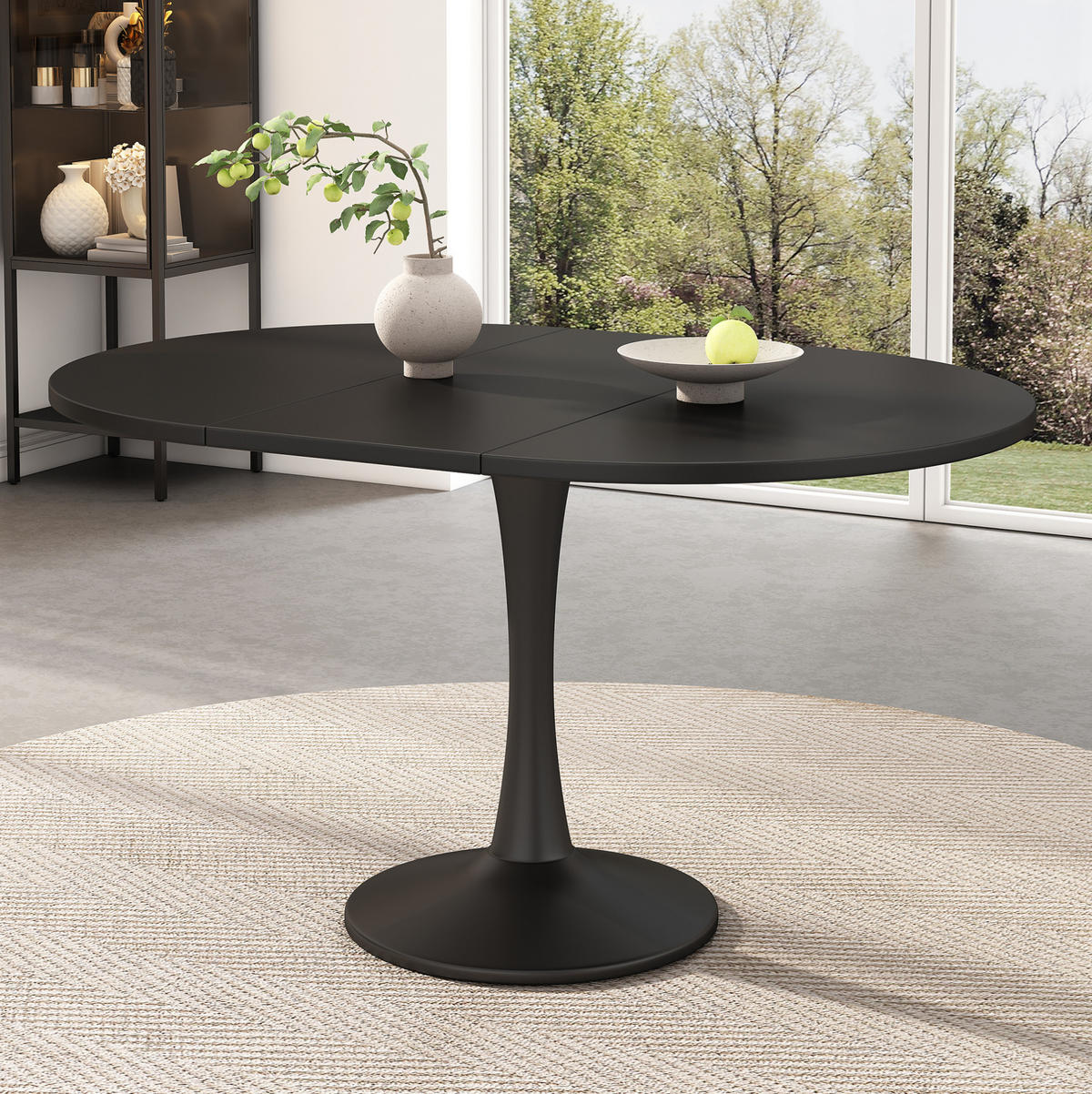 ESSTISCH aus MDF 100/140x100x75 cm Schwarz ausziehbar, oval und platzsparend - Schwarz, Holzwerkstoff (100/140/75cm) - Modfu