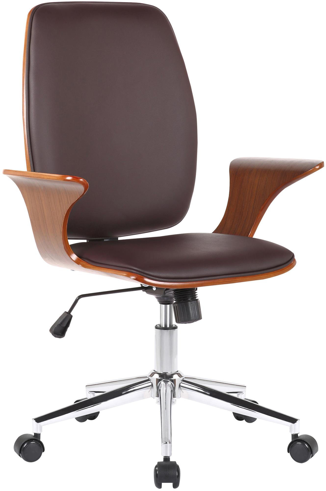 DREHSTUHL Lederlook walnuss/braun - Chromfarben/Walnussfarben, Textil/Metall (67/93/68cm) - CLP
