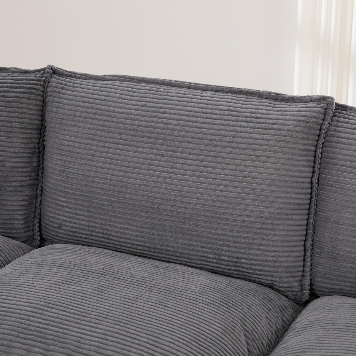 2-SITZER Sofa aus Cord 190x132x84 cm mit Hocker & USB-C, dunkelgrau - Dunkelgrau, Textil (132/84/190cm)
