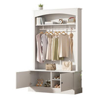 GARDEROBE 120/40/190 cm aus Spanplatte mit Schuhbank und verstellbaren Einlegeböden Weiß - Weiß, Holzwerkstoff (120/190/40cm) - Modenvie
