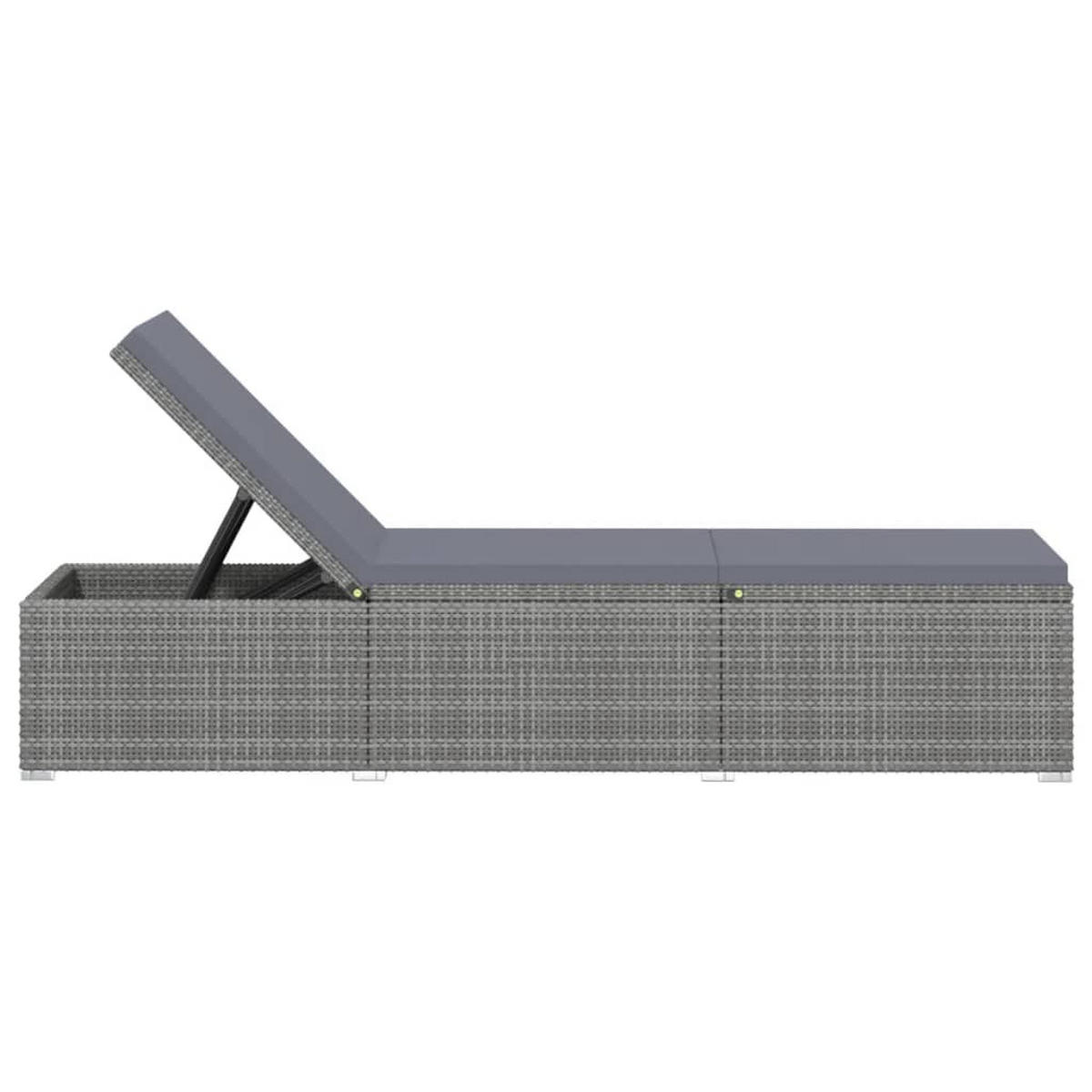 SONNENLIEGE mit Dunkelgrauer Auflage, verstellbar, 195/61,5/33 cm, Grau - Grau, Naturmaterialen/Textil (61.5/75.5/195cm) - vidaXL