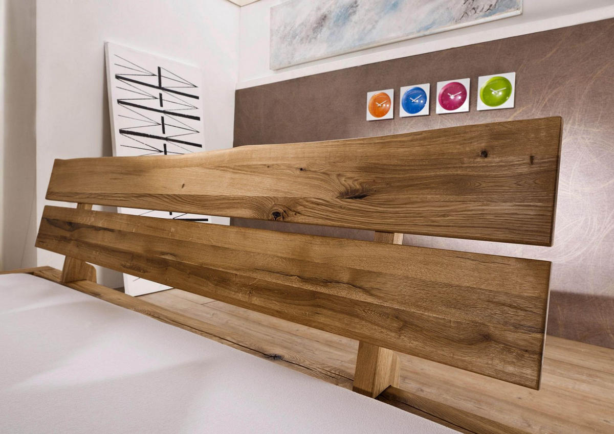 BETT Massivholz Wildeiche 180 x 200 x 85 braun BALKENMÖBEL #412 - Braun, Holz (180/200cm) - Massivmoebel24