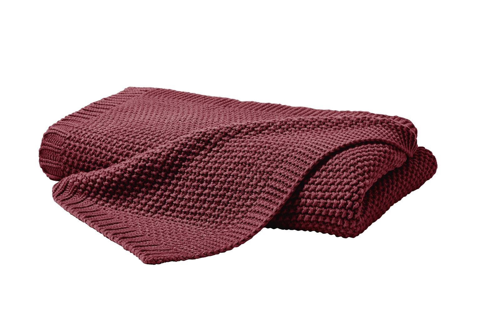 STRICKDECKE 130x170 cm, Kuscheldecke aus 100% Polyacryl, Flauschige Wohnzimmer Wohndecke für Sofa, Bett, Couch uvm. - Bordeaux - Bordeaux, Textil (130/170cm) - Carpe Sonno