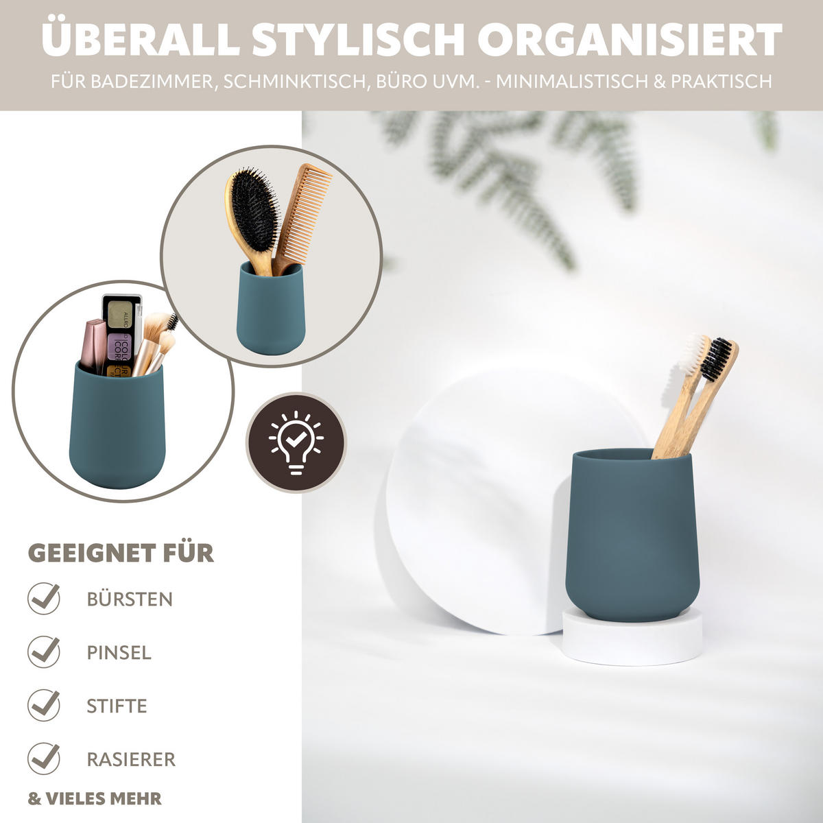 BECHER-SET TESERO 2tlg., Soft-Touch, blau - Blau, Kunststoff (8.5/10.5/8.5cm) - eluno