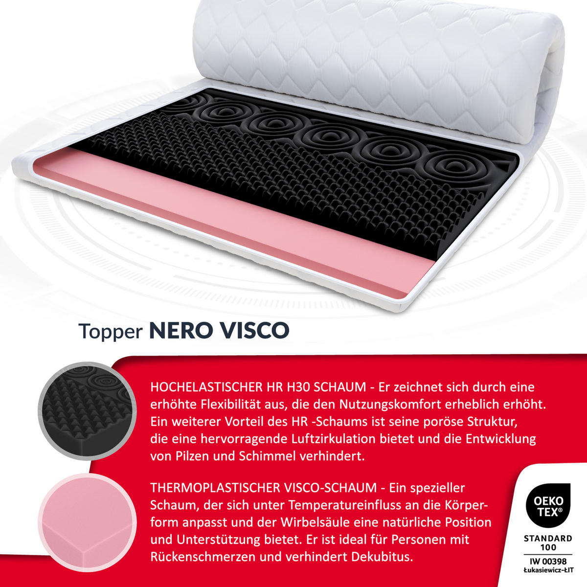 TOPPER NERO Visco - Weiß, Textil (120/200cm) - FDM