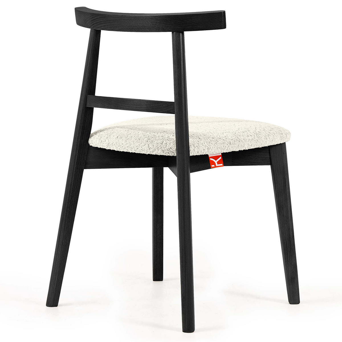 HOLZSTUHL LILIO Esstischstühle, 2-er Set, Bouclé - Schwarz/Weiß, Holz/Textil (47/76.5/45cm) - KONSIMO®