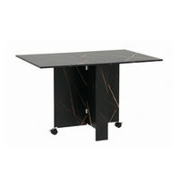 KLAPPTISCH 80-120/80/73 cm mit Rollen DE-39950 Marmoriert Schwarz - Schwarz, Holzwerkstoff (80/120/73cm) - ComfortXL