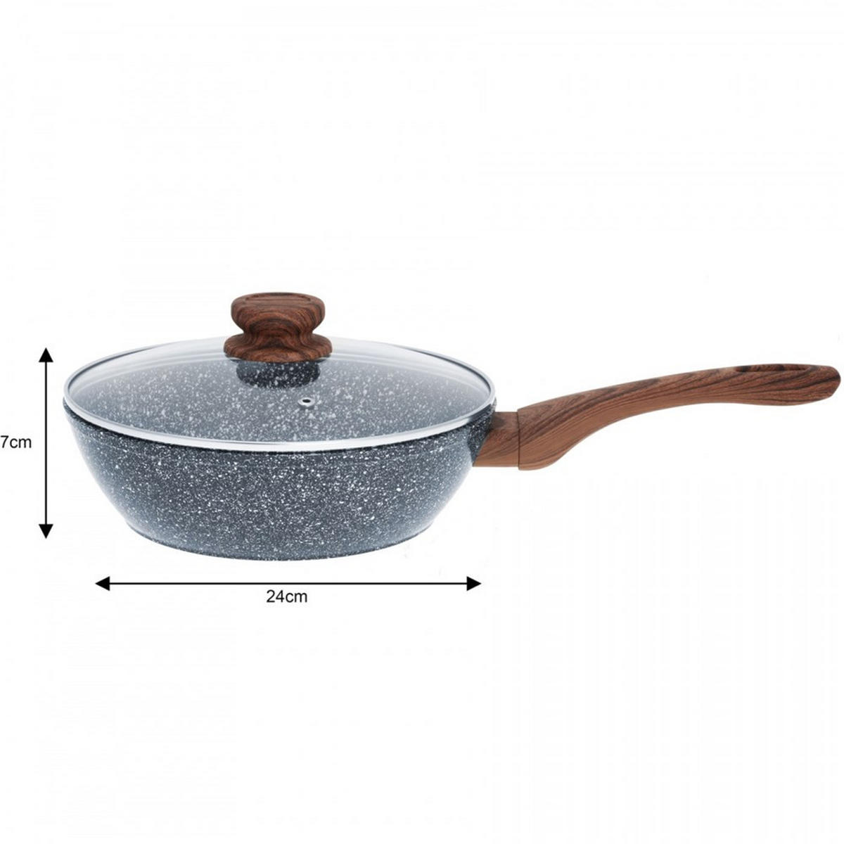 WOK Grau 24/24/7 cm KH1583 - Grau, Glas (24cm) - Kinghoff 