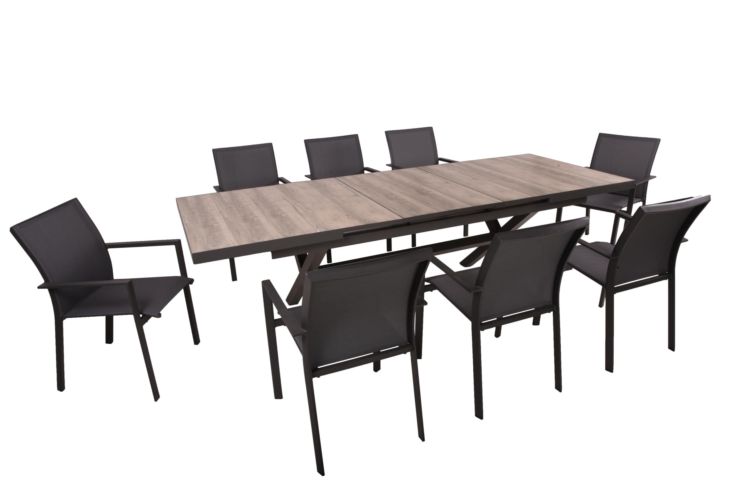 GARTEN-SITZGRUPPE Joana 9-teilig Gartenmöbel-Set - Grau, Kunststoff - DELUKE