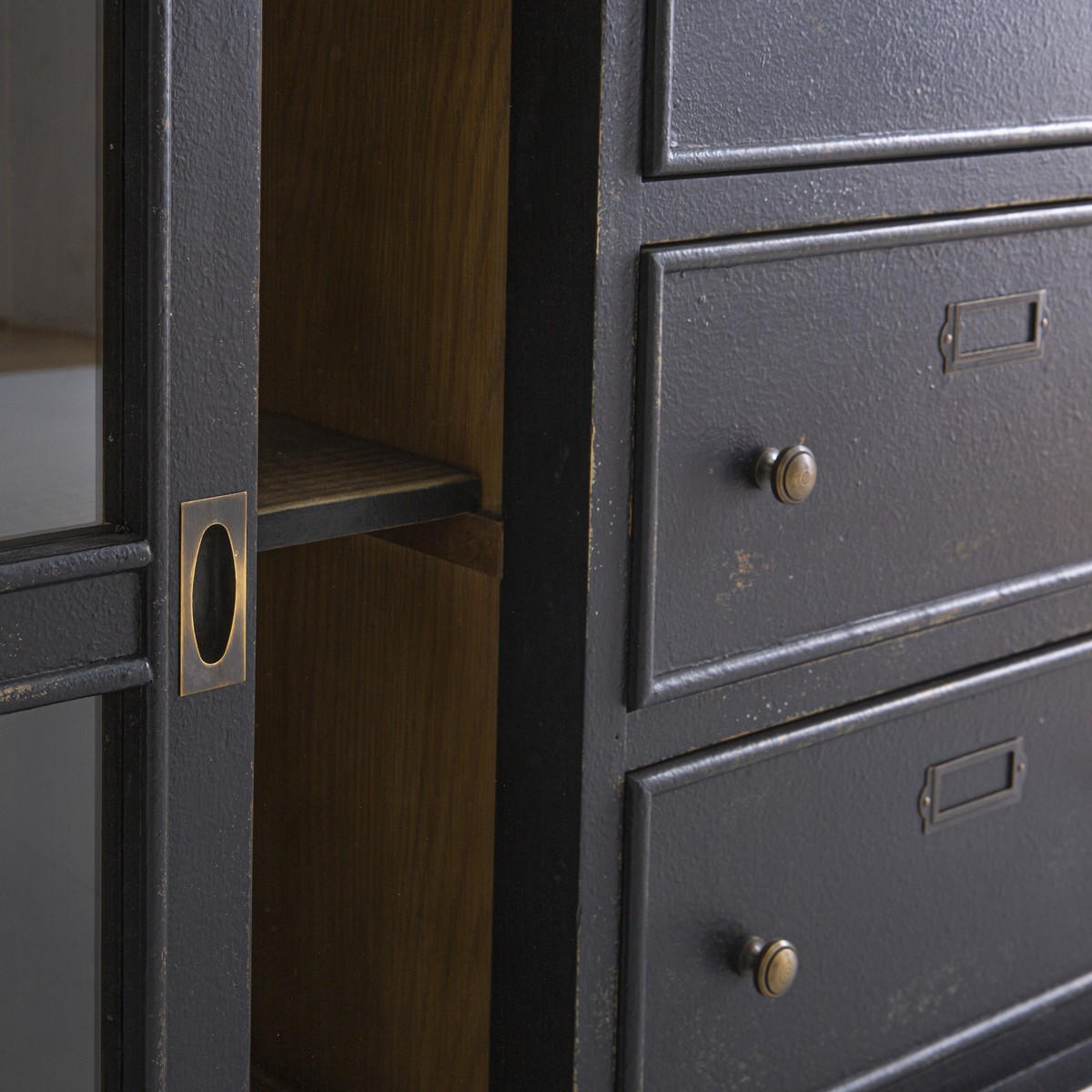 SIDEBOARD aus massivholz und glas - amsterdam 200/50/80 cm - Schwarz, Holz (50/80/200cm) - Signature