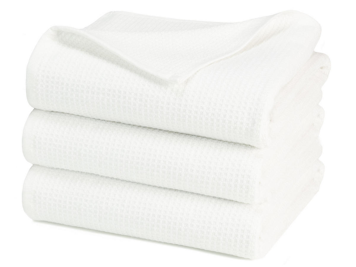 DUSCHTÜCHER, 3er-Set, 70x140 cm, 100% Baumwolle, Weiß - Weiß, Textil (70/140cm) - Zollner