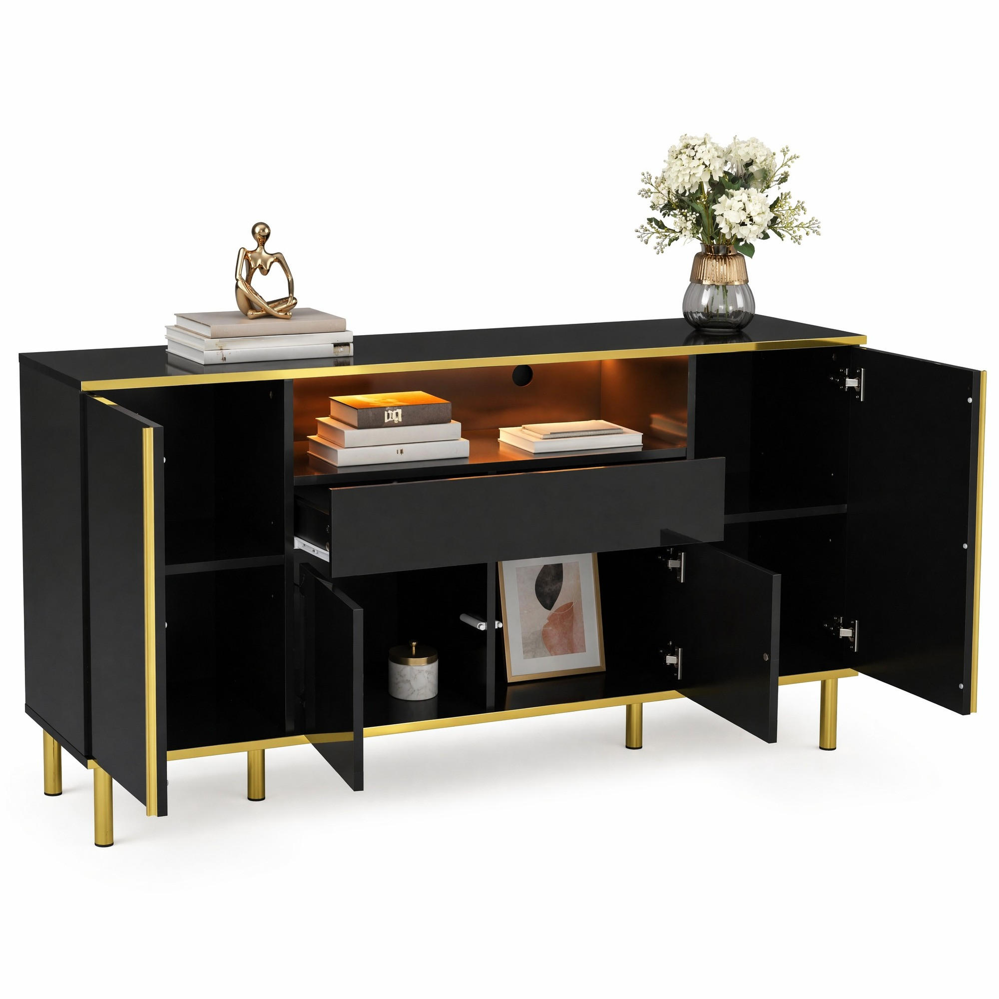 Ivmeu Sideboard Schwarz 150x80x40 cm