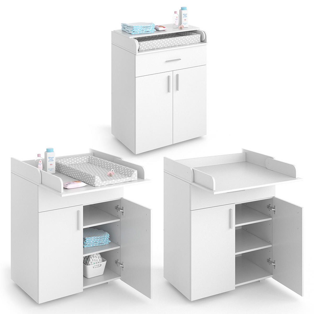 PREBAĽOVACÍ PULT Lena biely - biela, kompozitné drevo (75/100/50cm) - Vicco