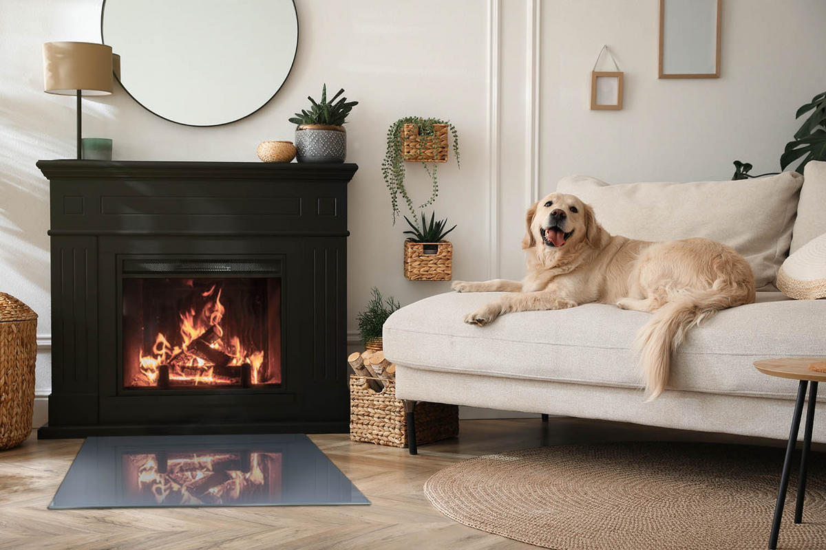 GLASPLATTE für Kamin 80x60 cm Marineblau - Dunkelblau, Glas (80/60/0.4cm) - ArtPrintCave