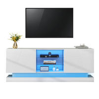 TV-ELEMENT mit Glasablage 160 cm Weiß Spanplatte - Weiß, Holzwerkstoff (38.5/60/160cm) - Beauniv