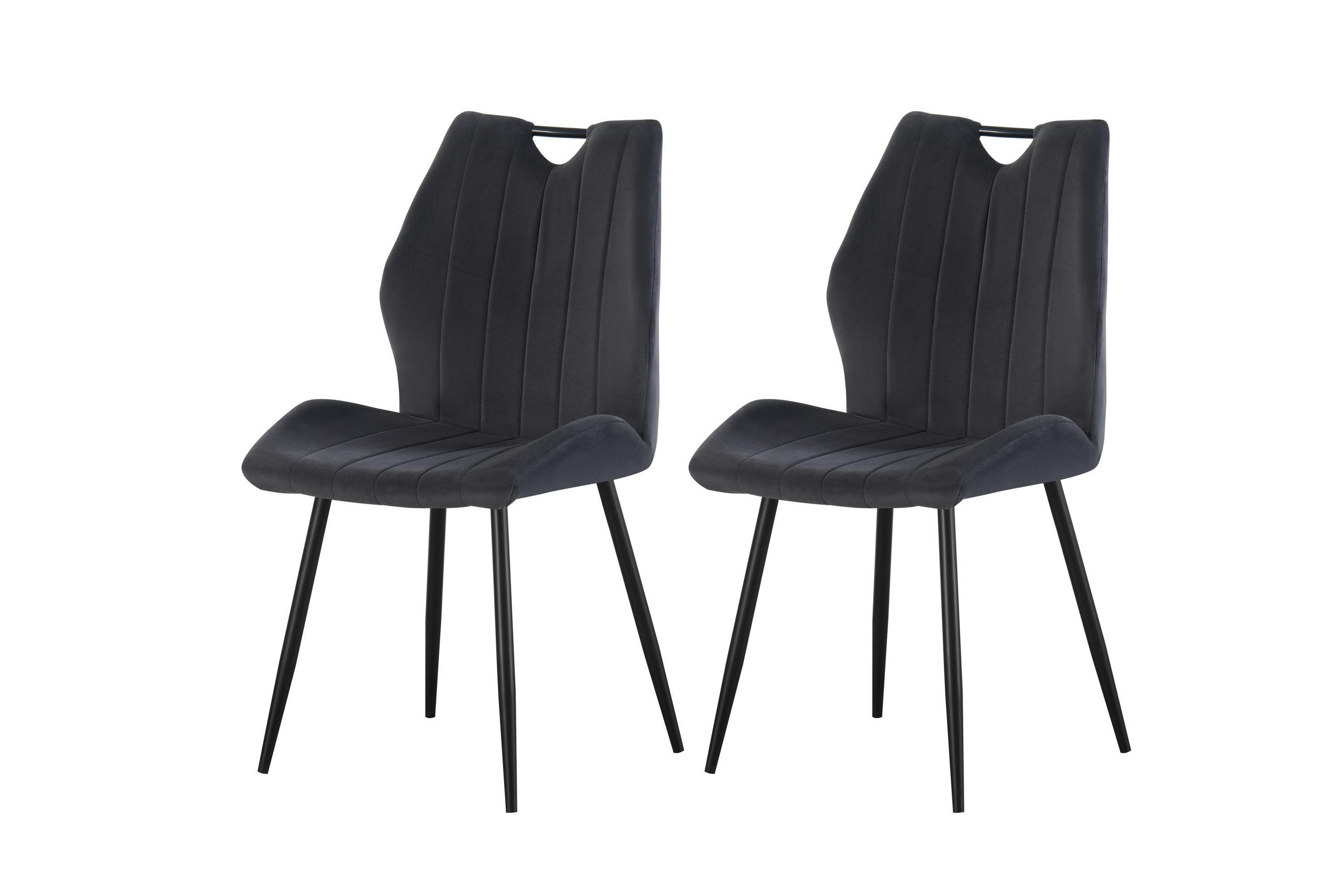 STUHL 2er Set Sevilla Stühle in Anthrazit - gemütliches Design - B/H/T: 52x75x58 cm - Anthrazit, Textil (58/75/52cm)