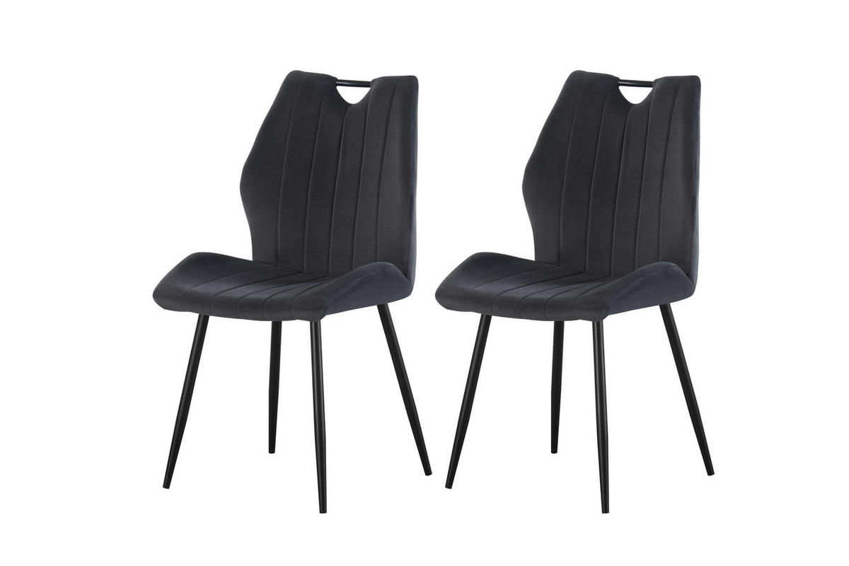 STUHL 2er Set Sevilla Stühle in Anthrazit - gemütliches Design - B/H/T: 52x75x58 cm - Anthrazit, Textil (58/75/52cm)