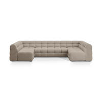 PANORAMASOFA Kendal aus strukturiertem Stoff dunkelbeige 7 Sitzplätze - Mokka, Textil (203/79/372cm) - Micadoni