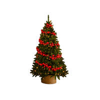 WEIHNACHTSBAUM künstlicher 210 cm – KÖNIGSROT II, geschmückt mit 240-teiligem Weihnachtsbaumschmuck, inkl. Ständer - Rot/Grün, Kunststoff/Metall (134/210cm) - LAALU