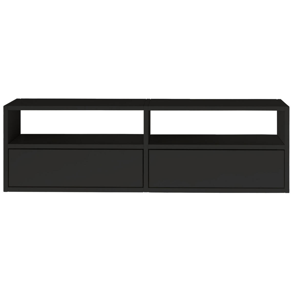 TV-LOWBOARD hängend, 2 Klappen und Ablagen, Schwarz, 100 cm - Schwarz, Holzwerkstoff (100.6/30/30cm) - Selsey