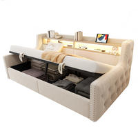 POLSTERBETT 90x200 cm LED USB Stauraum beige - Beige, Textil (90/200cm) - Fortuna Lai