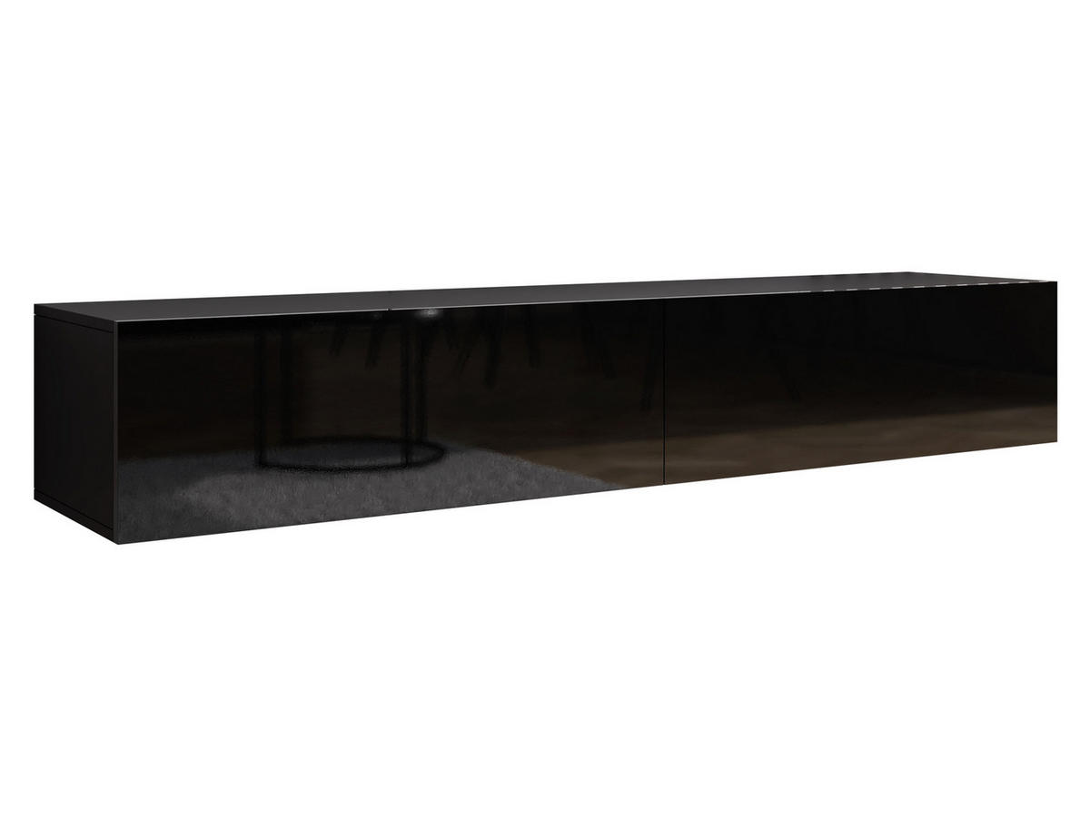 TV-LOWBOARD Vigo 180 - Schwarz Hochglanz/Schwarz, Holzwerkstoff (180/30/40cm) - MIRJAN24