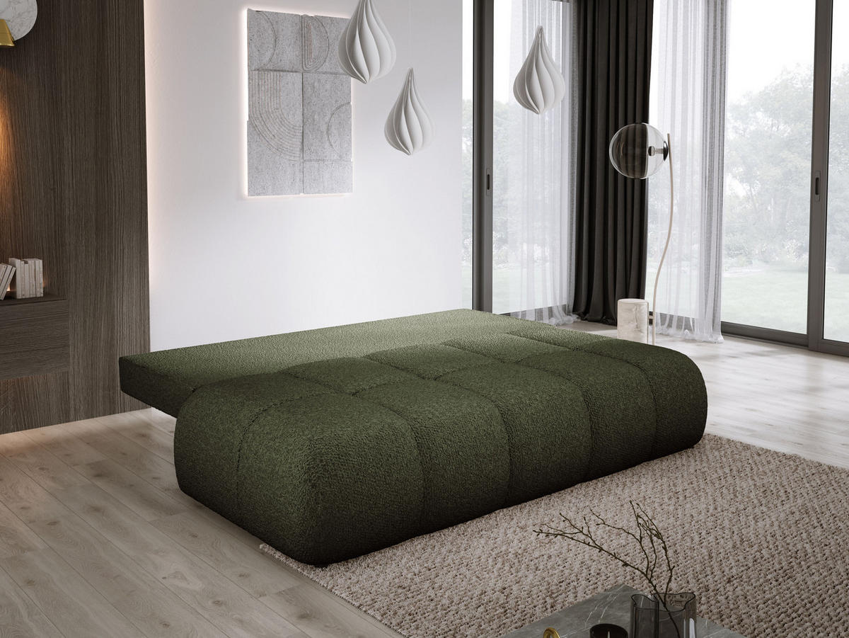 SOFA COCO MINI SCHLAFSOFA mit Bettfunktion, Anthology Stoffbezug, 2-Sitzer, freistehend, Größe: 205x105x97 cm,Grün - Waldgrün, Holz/Textil (205/97/105cm) - DomoHome