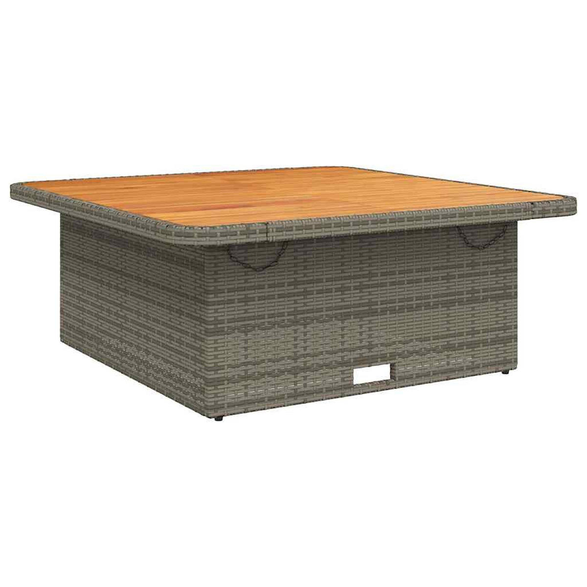 GARTENTISCH Grau 110/110/71 Cm Poly Rattan Und Akazienholz - Grau, Kunststoff (110/110/71cm) - vidaXL