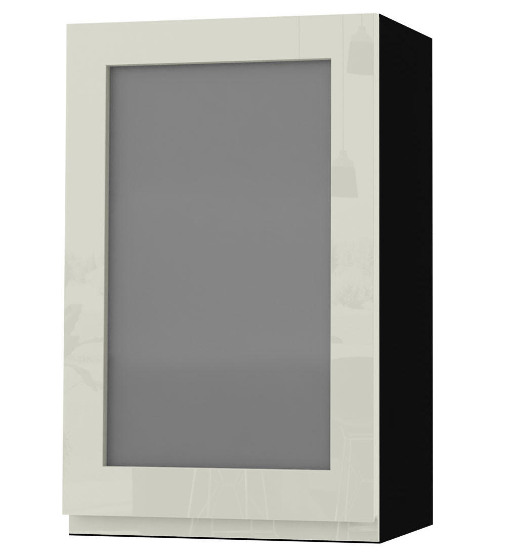 HÄNGESCHRANK Florence W2S/45 Schwarz / RAL 1013 perlweiß HG 45 / 32,5 / 72cm - Türanschlag rechts - Weiß Hochglanz/Schwarz, Holz/Holzwerkstoff (45/72/32.5cm) - Feldmann-Wohnen