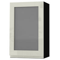 HÄNGESCHRANK Florence W2S/45 Schwarz / RAL 1013 perlweiß HG 45 / 32,5 / 72cm - Türanschlag rechts - Weiß Hochglanz/Schwarz, Holz/Holzwerkstoff (45/72/32.5cm) - Feldmann-Wohnen