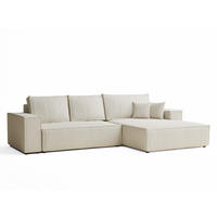 ECKSOFA MIT SCHLAFFUNKTION Maze Creme Webstoff - Creme/Schwarz, Holz/Holzwerkstoff (294/185cm) - Maison de Reve