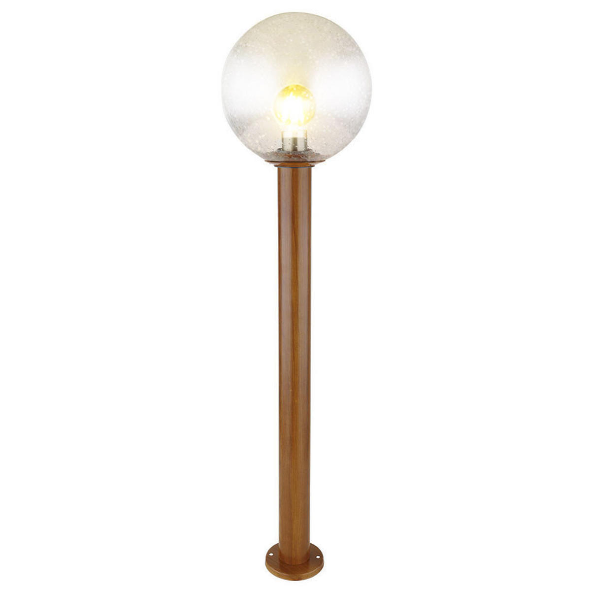 LED AUSSENLEUCHTE Aluminium Holzoptik Braun - Braun, Glas (25/25/100cm) - Globo Lighting