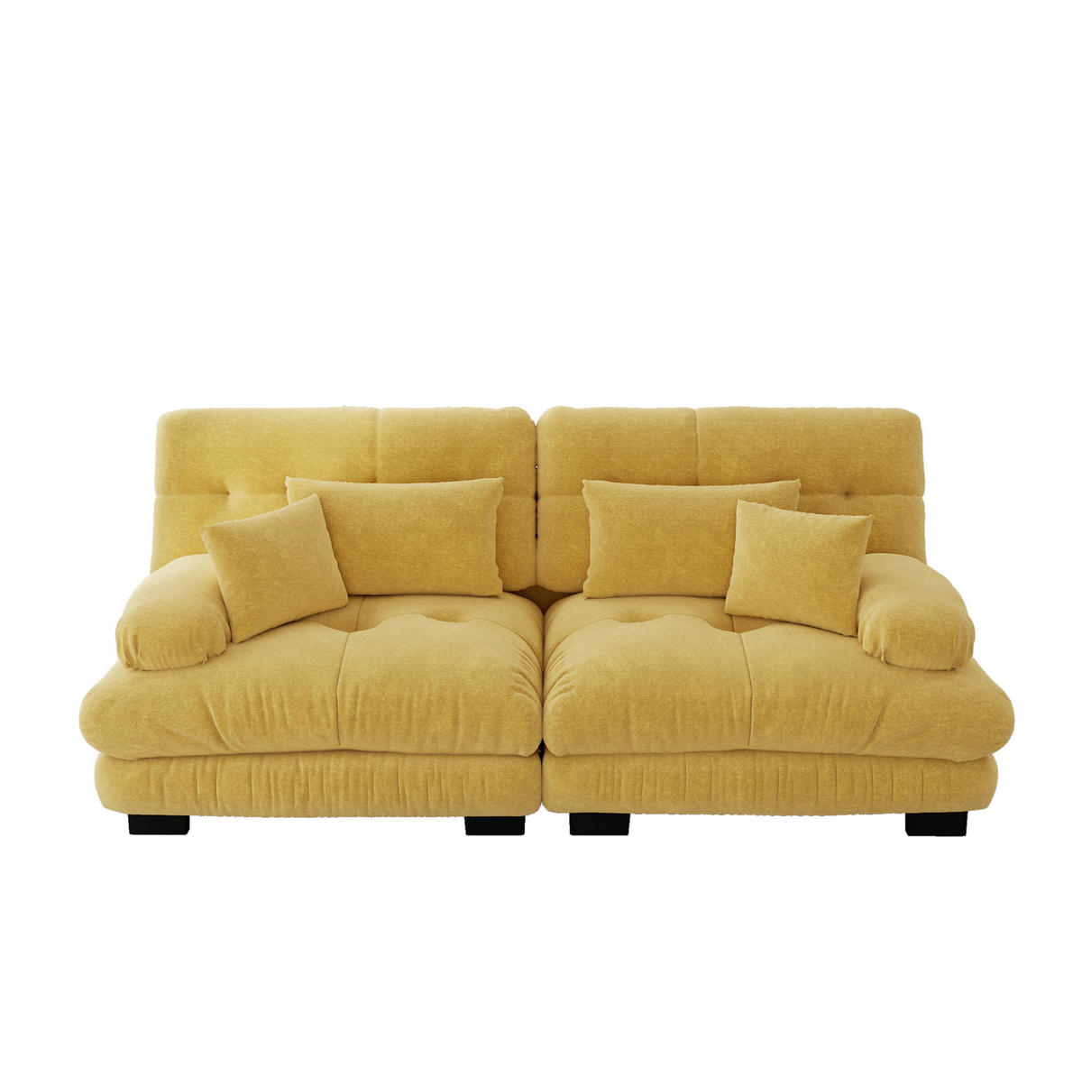 ECKSOFA 220/77/81 cm gelb aus Chenille mit modularem Design und Kissen - Gelb, Textil (77/220cm) - OKWISH