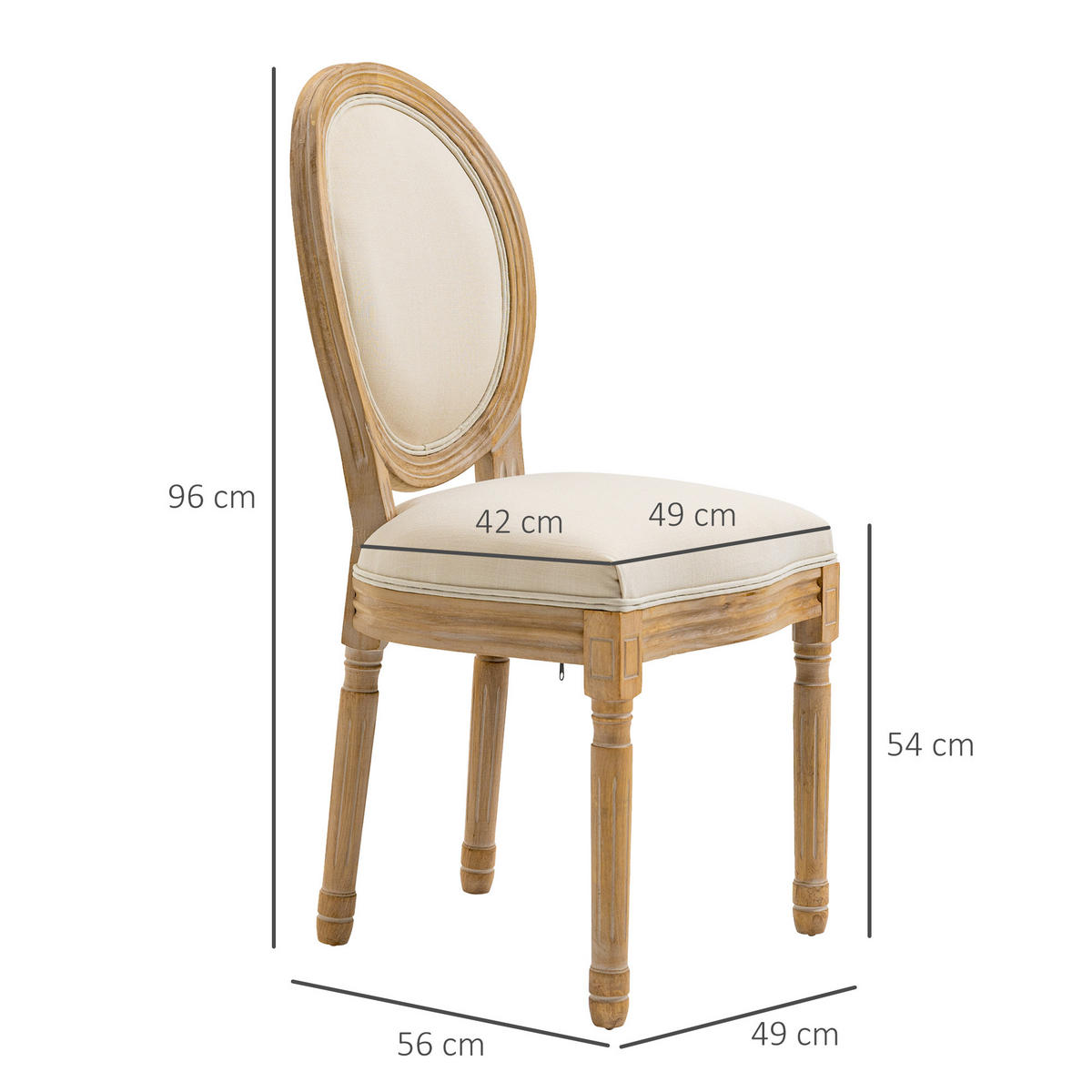 ESSZIMMERSTÜHLE, Schaumstoff Creme+Natur - Creme, Kunststoff (56/96/49cm) - HOMCOM
