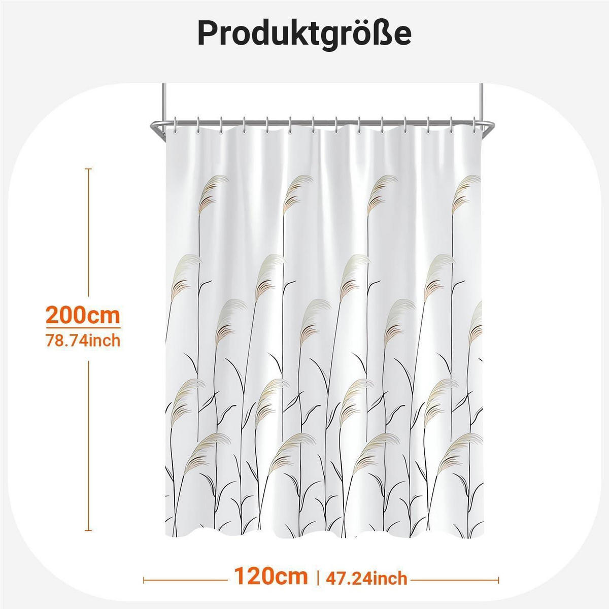 DUSCHVORHANG Weizenohr 120 x 200 cm - Multicolor, Textil (120/200cm)