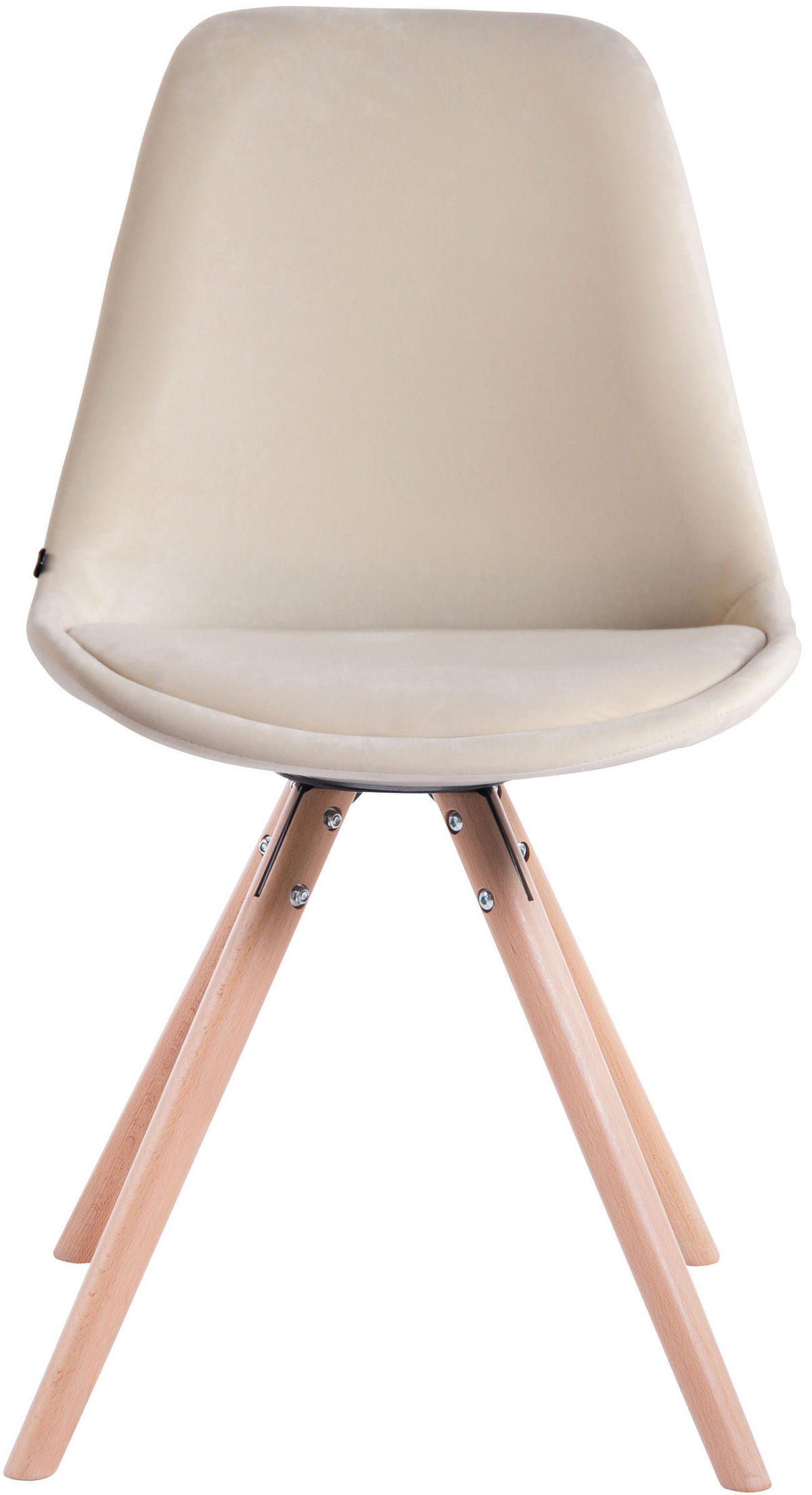 BESUCHERSTUHL Toulon Samt, Gestell Buchenholz Natura rund Creme - Naturfarben, Holz/Buchenholz (48/83/56cm) - TPFLiving